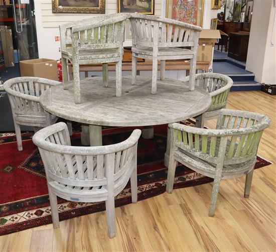 A Lindsey garden table and six chairs Table W.181cm